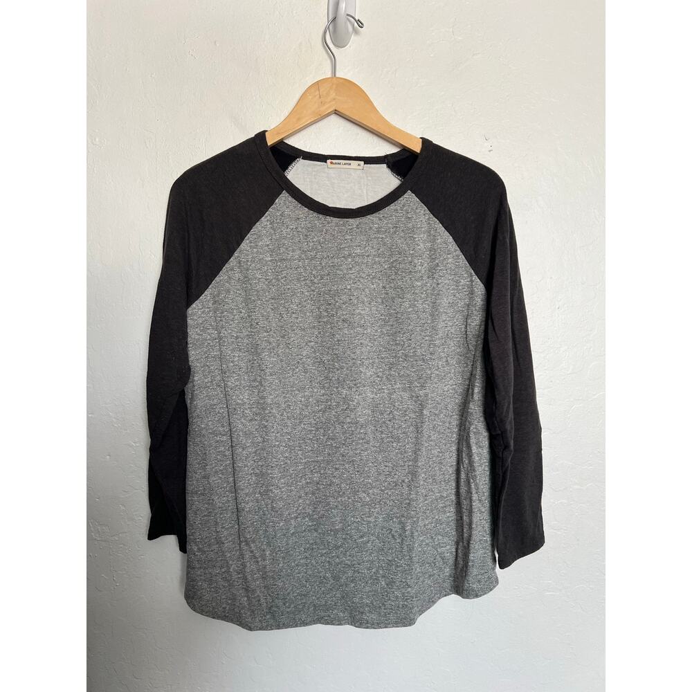 Marine Layer Raglan Tee Shirt Mens XL Double Layer Heather Charcoal Gray